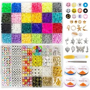 7200 pezzi Kit di perline di argilla per creazione di gioielli fai-da-te Lettere Sorriso Heishi Bead Disc Set Collana Bracciale Orecchini Craft MakingKit 231229