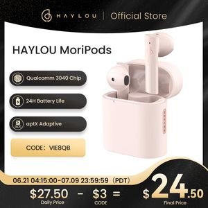 Słuchawki Haylou Moripods TWS Słuchawki QCC 3040 Bluetooth5.2 Earbud Aptx Adaptive/AAC/SBC 24H żywotność baterii bezprzewodowe słuchawki o niskim opóźnieniu