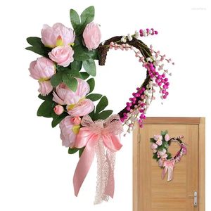 Decorative Flowers Valentine Wreath Spring Welcome Door Sign Garland Festival Hangings Decor For