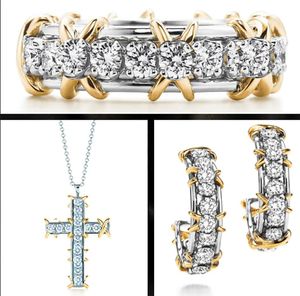 Другие дизайнеры Винтажное ожерелье, серьги, кольцо, серьги-гвоздики из шестнадцати камней, серебро, мода, позолота 18 карат, женщины, девушки, Валентина W