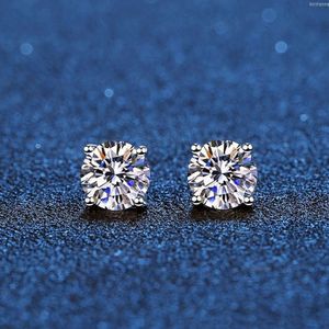 Stud Stud Real Moissanite Earrings 14K White Gold Plated Sterling Silver 4 Prong Diamond Earring For Women Men Ear 1ct 2ct 4CtStudStudStud Kirs22012