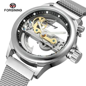 Stick Hot Transparent Automatic Mechanical Watches Women Men Stainless Steel Mesh Strap Vintage Skeleton Watches Luminous Male Clocks