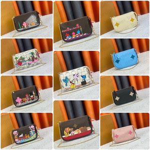 Mini Designer Clutch Bags Genuine Leather Silk Screen Chain Mahjong Bags 7A High quality Luxury Fashion Shoulder Bags Women's Men's Purse Come with box