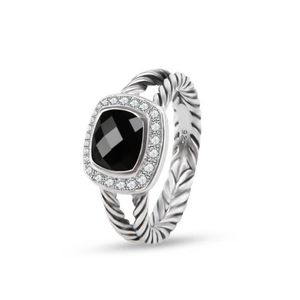 Band Rings Twisted Prismatic Black Womens Fashion Sier Plated Micro Diamonds Trendy Versatile Styles Drop Delivery Dhgarden Jewelry R Dhbcp