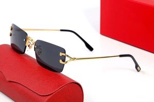 Mode Eyewear Designer Solglasögon för kvinna Carti Sol Glasögon Rektangel Guld Silver Metal Mens Polariserade UV -skydd Vintage Design Eyeg