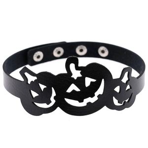 Chokers halloween halsband choker ihålig ut pumpa läder krage halsband knapp justerbart halsband för kvinnor barn mode dhdzo