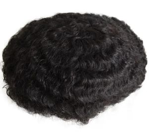 Parrucche Celebrity Toupee Mens Posticci 10mm Onda Parrucchino Pieno Del Merletto Colore Nero # 1b Capelli Umani Brasiliani Remy Sostituzione Dei Capelli Per Bla