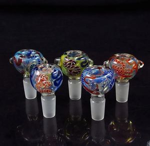 Hookahs 14mm,19mm inside out glass bowl mixed colors Smoking pipe slide for bong water pipe