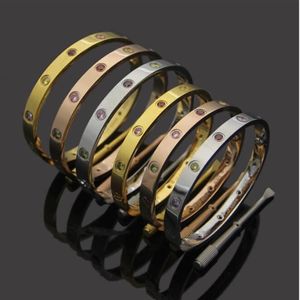 Ny ankomst läder armband klassisk design mode kvinnor armband guld silver rose titan stål armband par smycken grossist2750