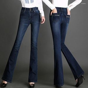 Jeans da donna Pantaloni peluche/sottili Autunno e inverno Doppio petto a vita alta Leggermente svasato Donna Slim Stretch Mom