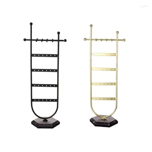 Smyckespåsar Utsökta tornstativ Metallörhängen Holder Halsband Hängande lagringsträd Display Rack Marble Base