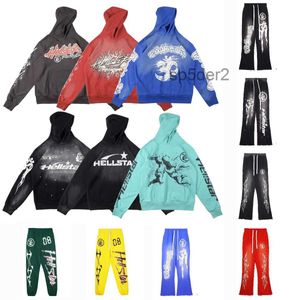 Designer Hoodies Hellstar Hoodie Long Sleeve Sweatshirts Vintage Washed Print Graffiti Hoody Hoodys Loose Hip Hop Hoody and Flared Pants High Street Sp Z2S3