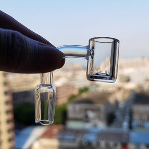 14mm 18mm Düz Üst Kuvars Banger Tırnak 4mm Kalın Duvar 14.4mm ve 18.8mm 45 ve 90 Derece Nargile Su Boru Cam Bongs Bubbler Dab Rig Sigara Aksesuarları