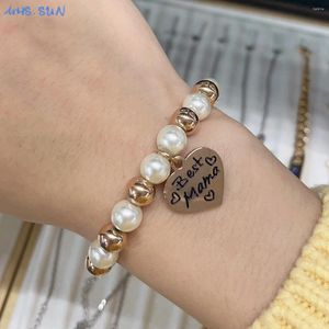 Strand Sunsll Handgjorda Pearl Heart Charm Bead Armband Rose Gold/Silver Color Boy and Girl rostfritt stål Trendiga festsmycken