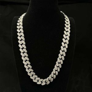 Master Rocks Link Sterling Sier Iced Out 18mm Baguette Moissanite Cuban Chain