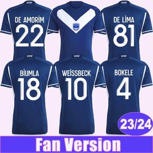 23 24 Girondins de Bordeaux erkek futbol formaları Barbet Elis biumla ekomie bokele ev mavi futbol gömlek kısa kol üniformaları