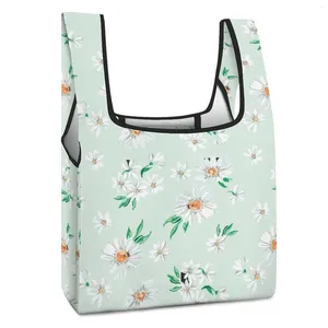 Sacos de compras Padrão personalizado Saco dobrável portátil grande capacidade bolsa totalmente impressa para mulheres supermercado mercearia