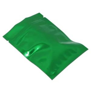 Matte Green Reclosable Zip Lock Alluminio Pacchetto Pacchetto di pacchetto Retail 200 pezzi/Lotto Snack da tè con cerniera alimentare Snack da tè Packaging a prova di acqua Mylar Foil MHSA