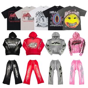 Projektant Hellstar Hoodies koszule mężczyźni luźne koszulki z kapturem High Street T Shirt Rapper Wash Grey Heavy Craft Unisex krótkie rękawie Kobiety pullover tshirts tops azjatyckie s-2xl