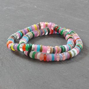 Strang Candy Bead Edelstein Stretch Armband Glatte Rondelle Boho Stapelarmreif