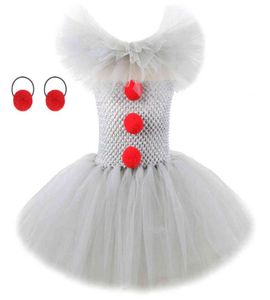 Joker Pennywise Tutu Kleid für Mädchen Kinder Cosplay Clown Kostüm Kinder Halloween Kostüme Prinzessin Mädchen Party Outfit Grau 24357596