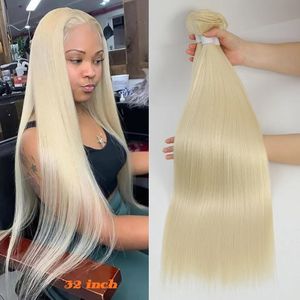 Bulks Hair Bulks 613 Honey Blonde Straight Hair Bundles Ombre Hair Extension 30 32 34 36Inch Super Long Hair Grey Synthetic Straight Hai