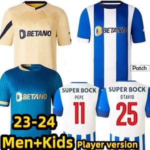 23/24 Portugal Football Club Short sleeved jersey CAMPEOES PEPE SERVIO OLIVEIRA MEHDI LUIS DIAZ MATHEUS Porto Training Fan Football Shirt Children's Set