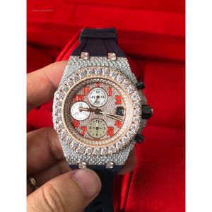 2022 Ny version Moissanite Sier Diamond Watch Pass Test Automatisk ETA -rörelse T OP Kvalitetsmän Full Iced Out Sapphire Watches med Chronograph Works