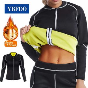 Skjortor ybfdo bastu bantning toppar neopren svett termiska kostymer kvinnliga skjortor viktminskning kropp shaper midje tränare bodysuit formewear