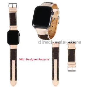 Straps Fashion Apple Watch Band 38 40 41 42 44 45 49 mm Blume Leder Uhren Armband für iWatch 8 7 6 5 4 SE Designer Watchbänder