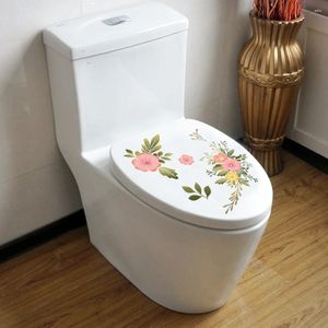 Adesivi murali WC creativo Fiori impermeabili Decalcomania autoadesiva per frigorifero Lavatrice Decorazione bagno (