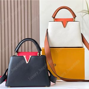 Novo 2023 moda clássico saco boné bolsa feminina couro capucines bolsas de couro cheia correspondência de cores das mulheres crossbody vintage embreagem tote mensageiro sacos