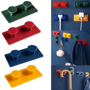 Dekorativa plattor 4st Building Block Key Hooker Wall Coat Hook Modern Decoration Home Hall Organisation Dörr tillbaka Tillbehör