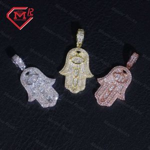 Hiphop Hamsa Hand Sterling Sier Buzlu Diamond Custom Moissanite Kolye