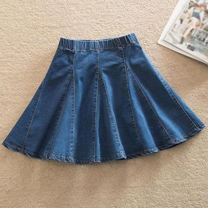 Röcke 7xl 8xl Plus Size Denim Rock Womens Elastic Taille Aline Falten Mini -Jeans Skater Preppy Style Blue Summer Casual Lolita