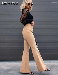 Capris Women's Pants Corduroy Flare Women Tall Girl165〜180cmの長いストレッチベルボトムズボンヴィンテージフレアボトムズ週末の外出