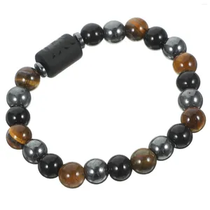 Charm Bracelets Black Beads Triple Stone Bracelet Unisex Jewelry Wristband Beaded For Men Female Man