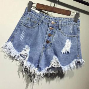 Jeans New Arrival Casual Summer Denim Women Shorts High Waists Furlined Legopenings Plus Size Sexy Frayed Hole Short Ripped Jeans