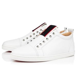 Mode män kvinnor casual skor röda bottnar f.a.v fique vontade platt sneakers delikat silver spikar elastisk vit kalvskinn designer som kör atletiska skor box eu 35-47