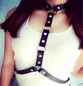 Belts Idopy Womens Sexy Halloween Punk Cosplay O Ring Choker Faux Leather Belt Body Harness8400375