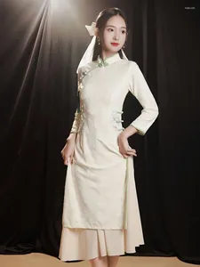 Etniska kläder förbättrade qipao klänning kinesisk traditionell 2024 kvinnokläder hösten våren långärmad elegant high end