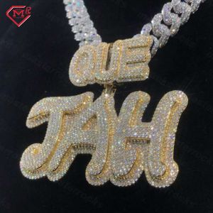 Nome di gioielli hiphop con lettera cauzione da uomo in argento massiccio ghiacciato Sier Vvs D pendente in moissanite personalizzato