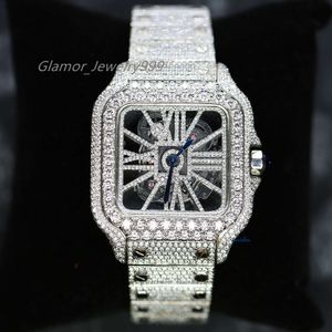 GRA 인증 힙합 골드 케이스 골격 커플 스테인레스 스틸 레이디스 S Moissanite Watch와 함께 전체 다이아몬드 사용자 정의 VV