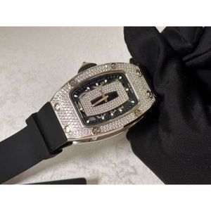 مصمم رائع للنساء مشاهدة RM007 Diamond Watches Full Diamonds Women Womench with Box L6CW حركة ميكانيكية عالية الجودة حزام مطاط