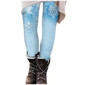 Kadın Tayt 1 PCS Noel Baskı Pantolon Moda Yüksek Bel Kış Uzun Pantolon Kıyafetleri Kadın Giyim