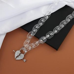 Kedjor aensoa uttalande halsband klar akryl kristallhjärta geometriska halsband hängen för kvinnor transparent collier choker jud296y