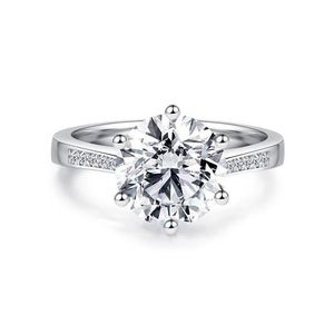 Cluster-Ringe LESF Luxus 4 Karat Solitär-Verlobungs-Rundschliff 6 Prong Sona-Diamant 925 Sterling Silber Ehering für Frauen309Z