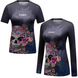 Shirts RashGuard Women MMA Tshirt Nuovo cranio 3D Stampato BJJ Boxing Sport Tops Guard Jiu Jitsu Shirts Kickboxing Maglie con attacco