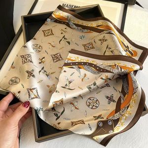 Scarves Scarves Luxury Brand Square Silk Scarf Women Satin Print Hijab Scarves Muslim Pareo Bandana Female Shawl Wrap Headband Foulard 70x