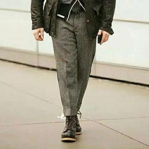 Blazer 2022 Autunno Inverno Abito da lavoro in lana Uomo Vita alta Streetwear Pantaloni casual Pantaloni da uomo formali maschili Homme C20